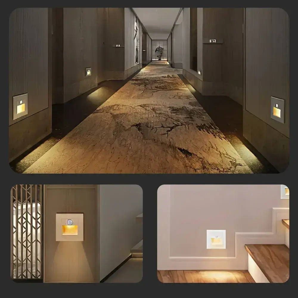 Встраиваемый светодиодный светильник для лестниц, черный с подрозетником