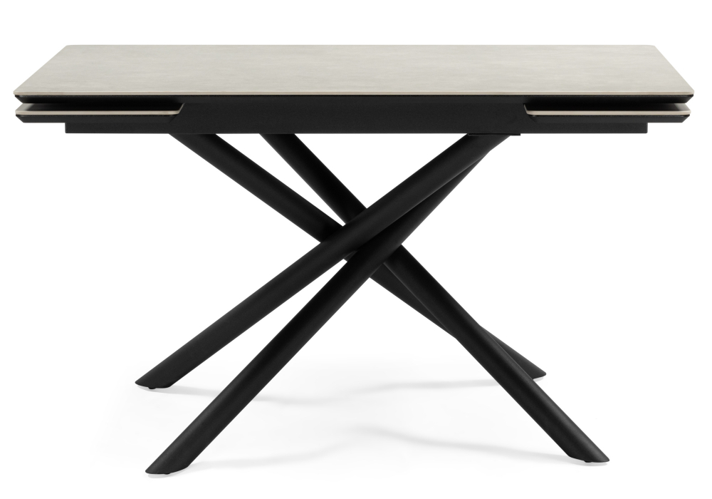 Керамический стол Woodville Мэриан 120(180)х80 carmen light grey, черный