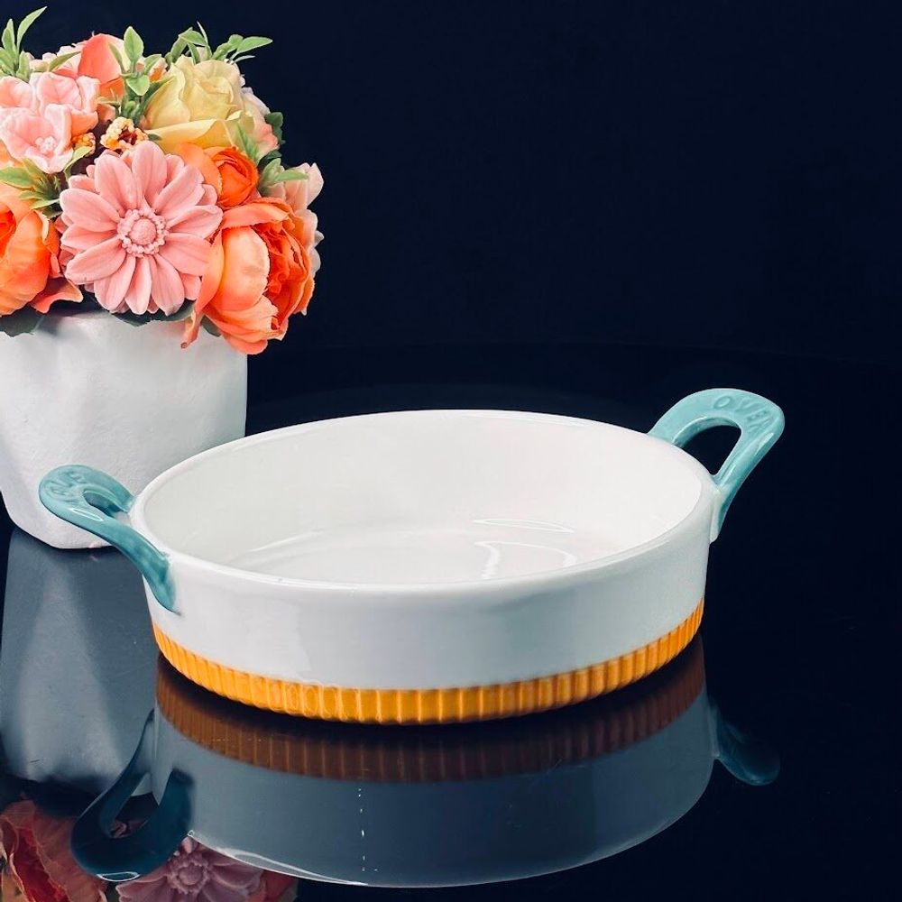 Lenardi 142-074 Круглое блюдо для запекания 23см с ручками в под.уп.(х16)Фарфор