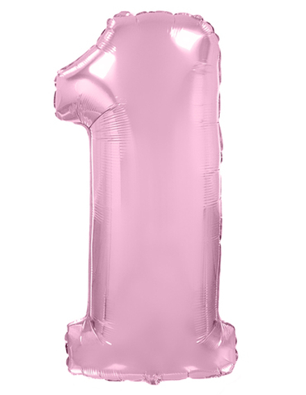Шар (40''/102 см) Цифра, 1, Розовый, Макарунс, 1 шт. в уп.