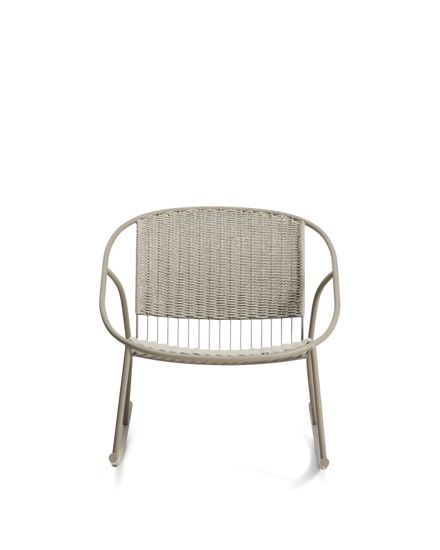 Кресло-качалка уличное Atrani из стали и веревки бежевого цвета