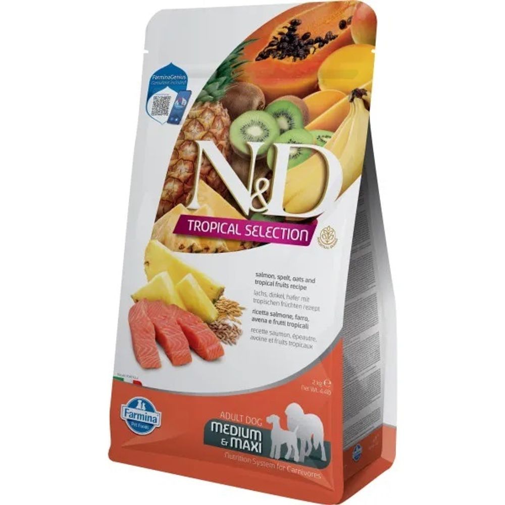 Сухой корм FARMINA N&amp;D Tropical Selection для взрослых собак средних и крупных пород с лососем - 2 кг