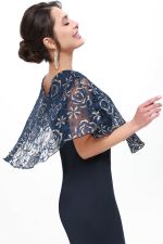 Платье темно-синее коктейльное с пелериной из гипюра DStrend (Акция)