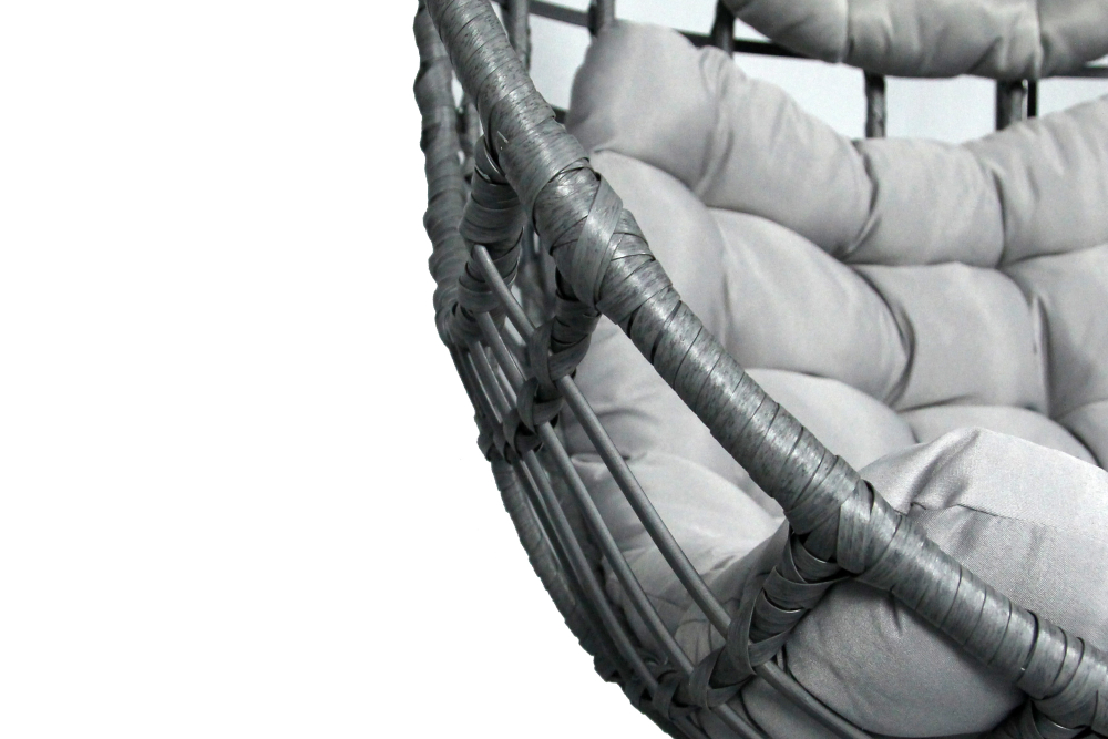 Кресло подвесное Лондон арт.3978-МП (стойка+основание.черн.,корзн.серая.,подуш.серая, 3 уп. (Т))