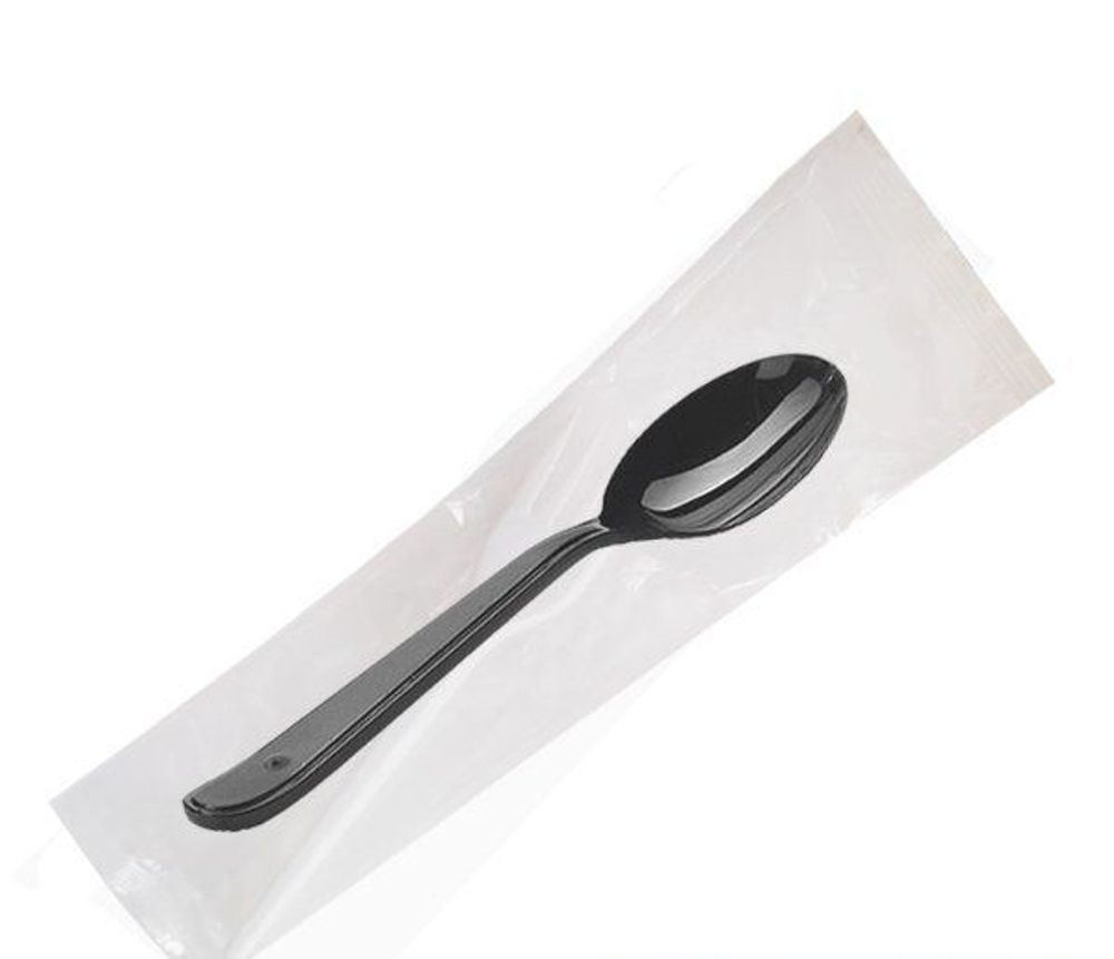 Ложка ДЕСЕРТНАЯ в индивупаковке (ЧЕРНАЯ) 1шт/50