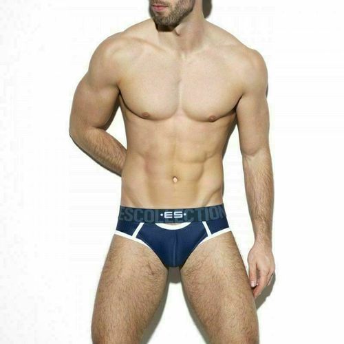 Мужские трусы брифы темно-синие в сетку ES Collection