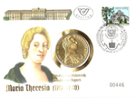 1 талер 1780. Австрия. Рестрайк AU (Талер Марии Терезы). В позолоте. UNC. В конверте со спецгашением