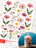 Трансфер переводной - декаль для свечей и гипса цветочки 013 А5