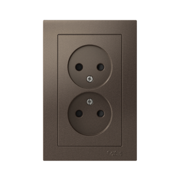 Розетка 2-м СП AtlasDesign 16А IP20 без заземл. защ. шторки в сборе мокко SE ATN000622