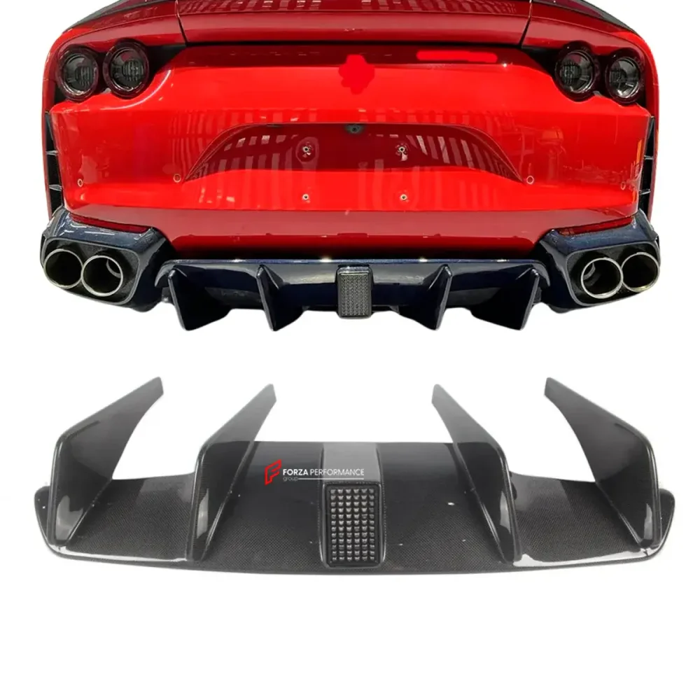Карбоновый диффузор заднего бампера с подсветкой для Ferrari 812 Superfast GTS 2017-2024 Феррари