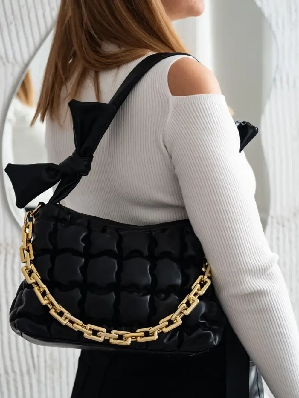 Сумка женская через плечо бренд не кожаная кросс боди модная стёганная на цепочке для девушке шоппер