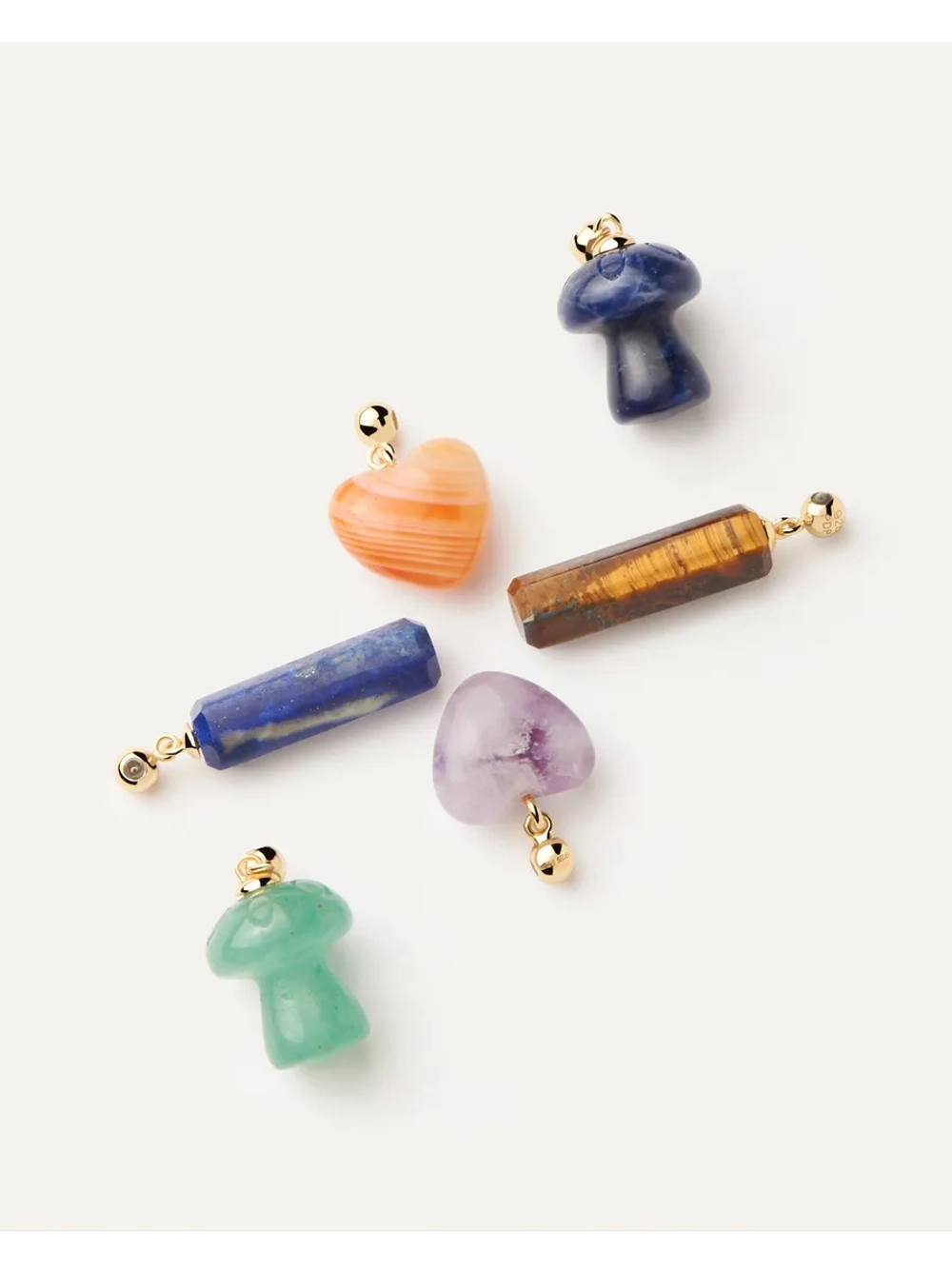 Подвеска-шарм Mushroom Green Aventurine серебро 925 пробы покрытое золотом