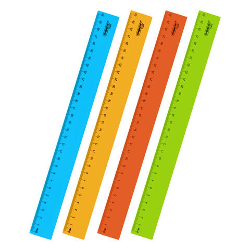 Линейка пластиковая 30 см ПИФАГОР, неоновая, ассорти, 210838