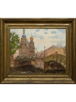 Картина маслом У Спаса-на-Крови Ильин