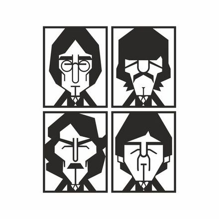 Модульное настенное панно из дерева "The Beatles" (4шт.) 40 х 40 см