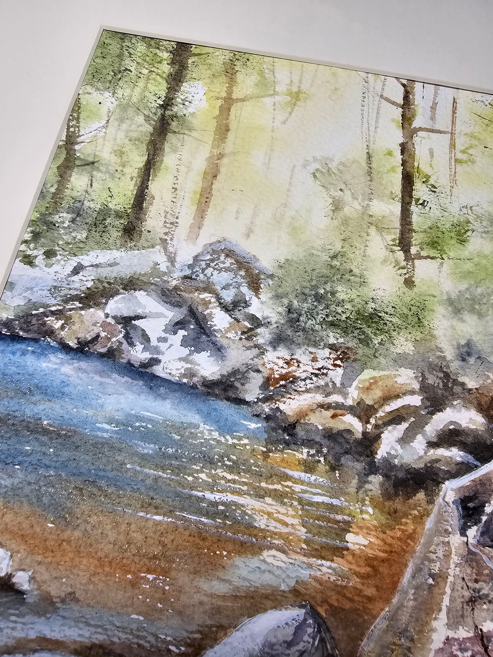 Картина авторская акварельная в паспарту 30х40 см на стену для интерьера "У кромки воды"