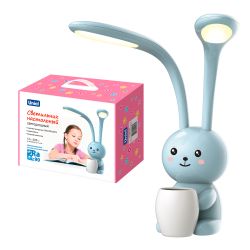 ULM-D160 12W-3000-6000K-DIM BLUE Светильник настольный светодиодный Заяц. с подставкой под канцелярские принадлежности. Сенсорный выключатель. Диммер. Синий. TM Uniel