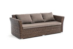 "Капучино" диван из искусственного ротанга (гиацинт) трехместный, цвет коричневый