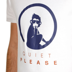 Мужское теннисное поло Quiet Please Retro Logo T-Shirt Men - White, Dark Blue