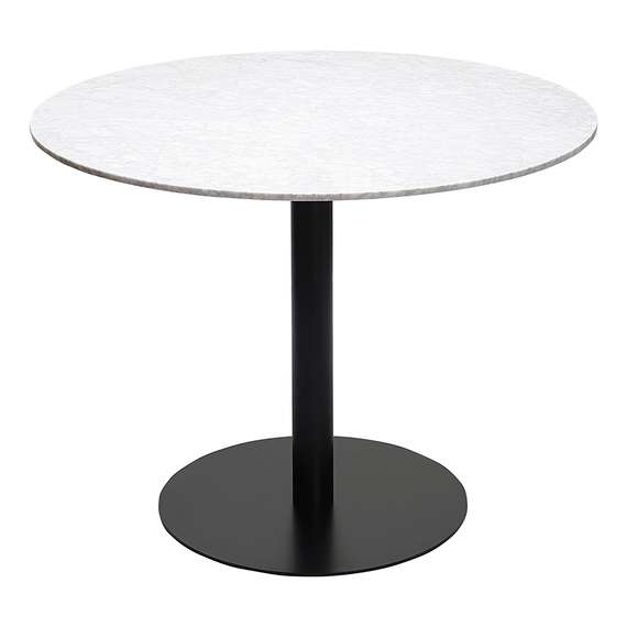 Стол Trond, Ø100 см, белый мрамор, черная ножка