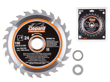 Диск пильный 190х30/20/16 мм 24 зуб. по дереву GEPARD