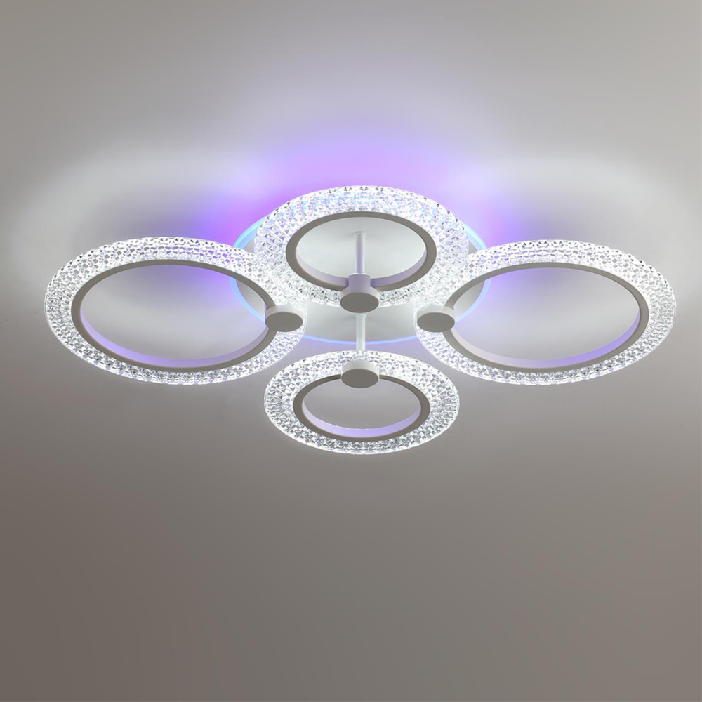 8017/60CL LEDIO LN25 белый/прозрачный металл/акрилл Потолочный светильник c подсв. осн. LED 60W 220V 3000-6000K MOLLY