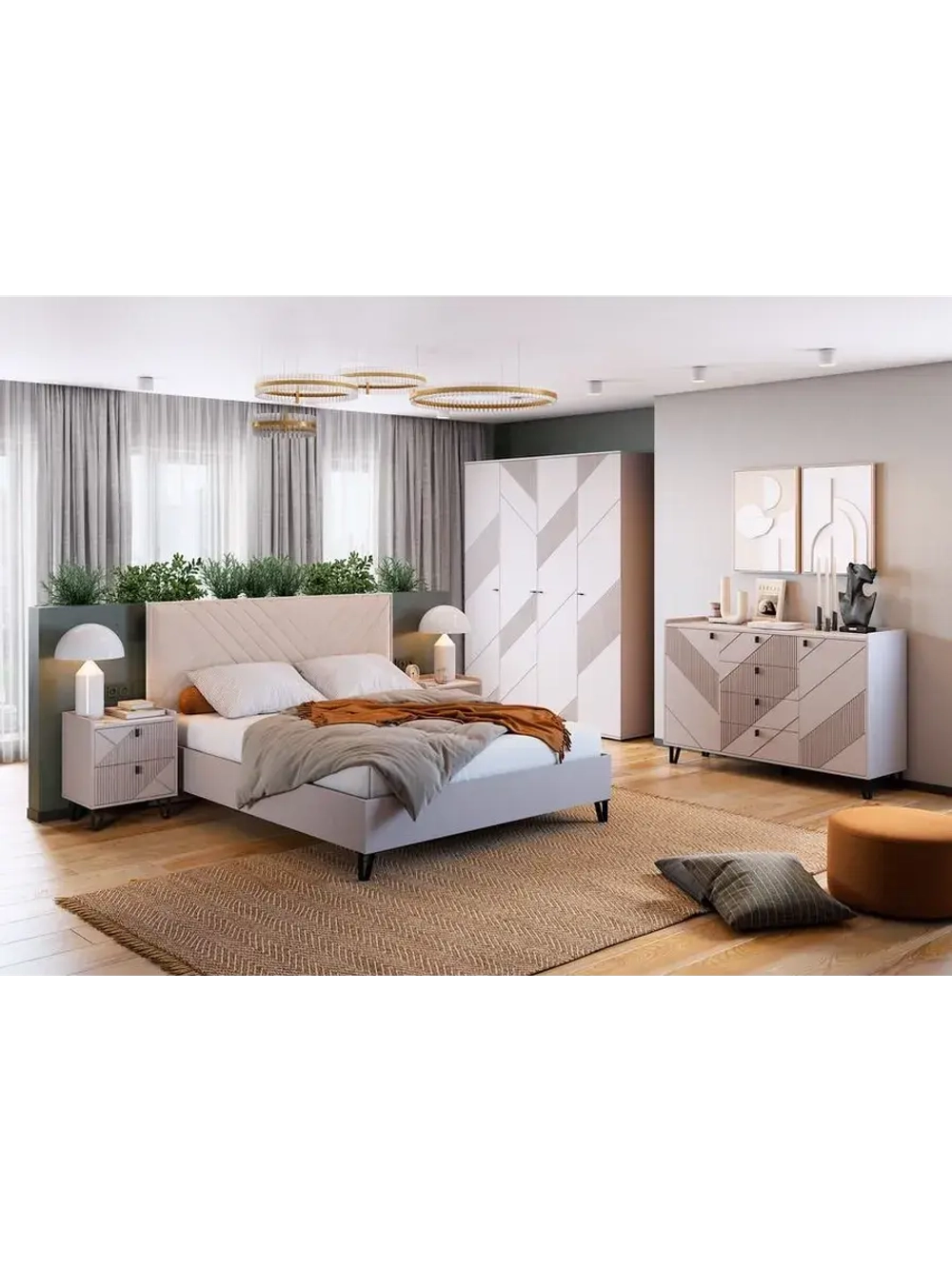 Шкаф-пенал с полками и штангой Кашемир 45х58х221 см