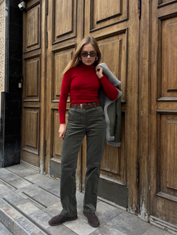 Брюки вельветовые хвоя