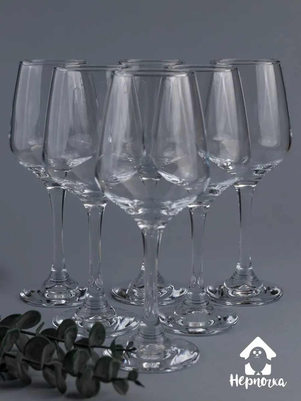 Набор бокалов для вина, 365 мл, 6 шт. с золотой каймой