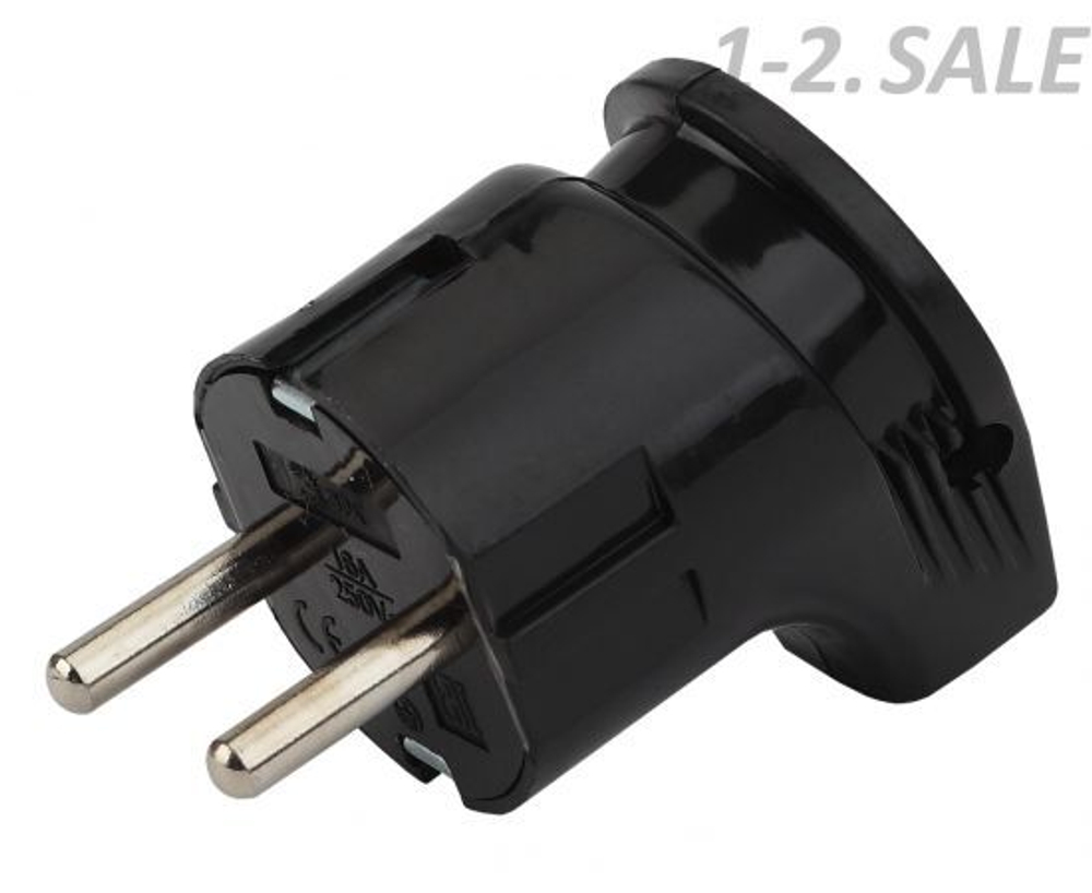 Вилка с заземлением, угловая 16А черная Vx3-B ЭРА Б0039679, 1 шт.