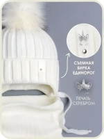 Шапка для девочки зимняя вязаная и снуд