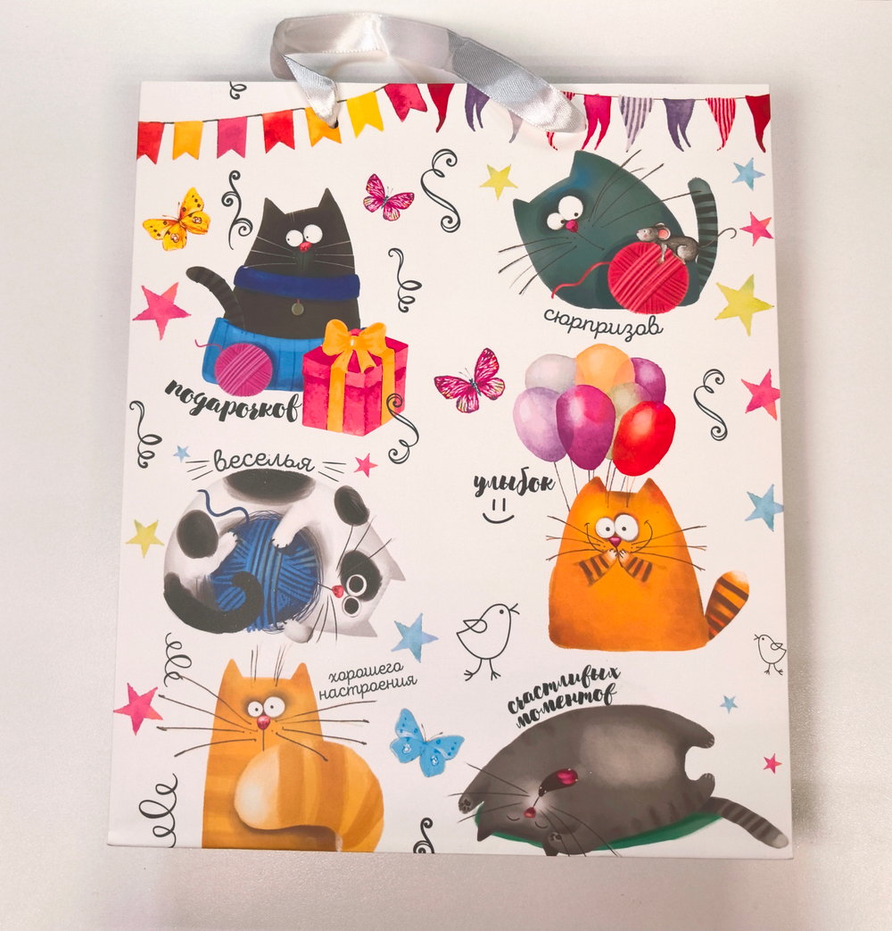 Пакет подарочный ламинированный, упаковка, «Забавные коты», ML 23 х 27 х 11.5 см