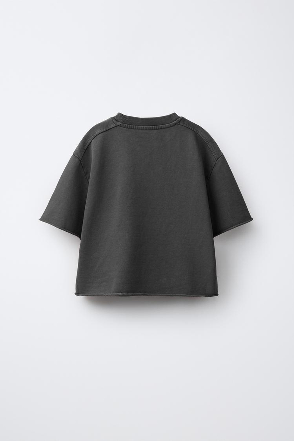 ZARA ФУТБОЛКА С ЭФФЕКТОМ ПОТЕРТОСТИ, ТЕМНО-СЕРЫЙ