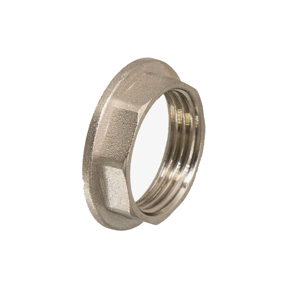 Контргайка с ребордой, латунь  3/4", никель, RTP