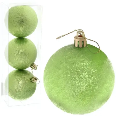 Новогодние шары 7см (набор 3шт) «Мягкий блеск», салатовый