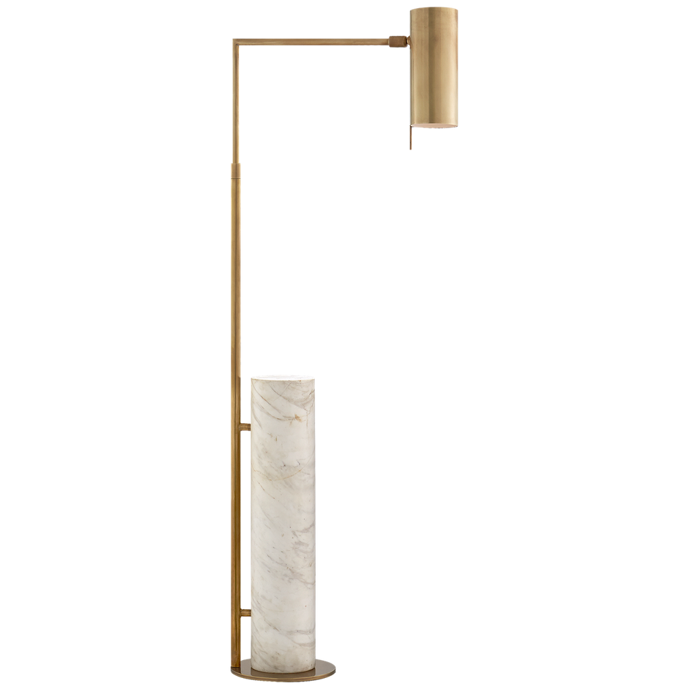 Alma Floor Lamp in Antique-Burnished Brass and White Marble