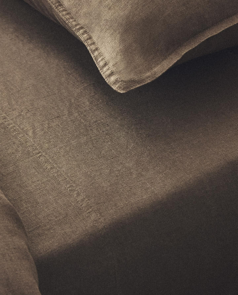 Zara Home - Простыня из постиранного льна (вес 140 гхм2), серо-коричневый, 270x280 см