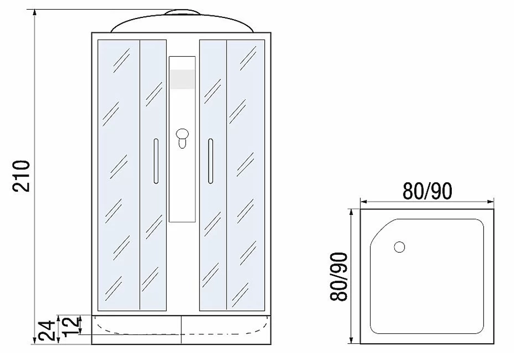 Душевая кабина RIVER QUADRO 90/24 МТ 90х90