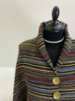 Костюмная принт полоска, белый/серый, отрез ткани 1,5м