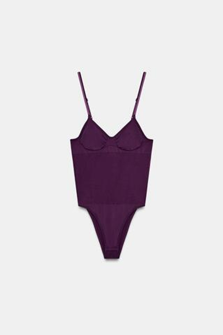 ZARA БЕСШОВНОЕ БОДИ НА БРЕТЕЛЯХ, ФИОЛЕТОВЫЙ