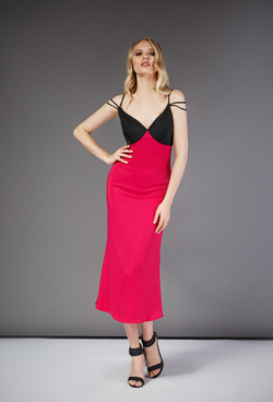Платье на лямках фуксия 09-19SS