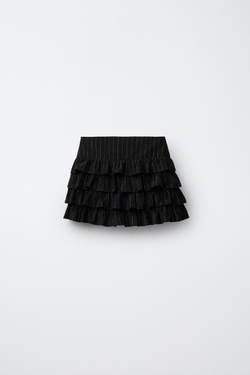 ZARA ЮБКА-ШОРТЫ В ПОЛОСКУ С БЛЕСТКАМИ, ЧЕРНЫЙ