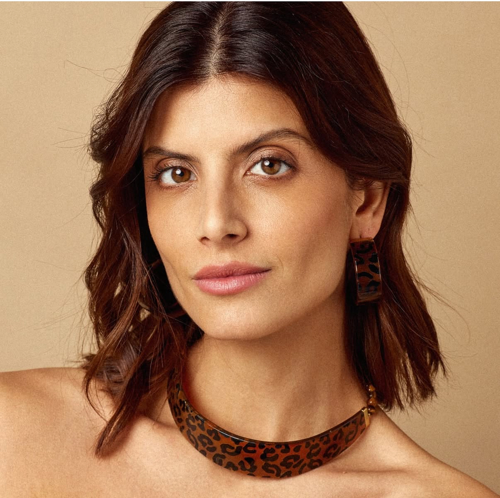 Серьги Nature Bijoux, Jaguar, полукольца из рога, с принтом, NB25.2-12-90446 (коричневый)