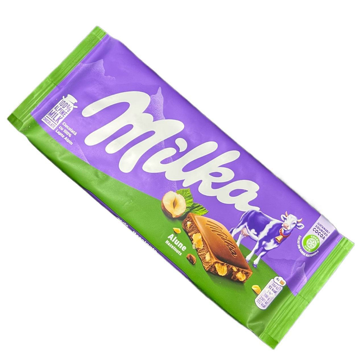 Шоколадная плитка Milka Alune Hazelnuts Милка с дробленым фундуком 100 г
