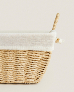 Zara Home Корзина из плетёной бумаги, цвет бежевый, 58 см