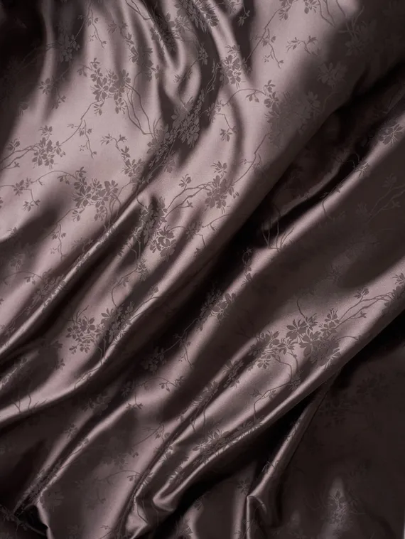 Ткань шелк Армани Жаккард, арт. 1870/2, дизайн "цветы на ветке", коричневый