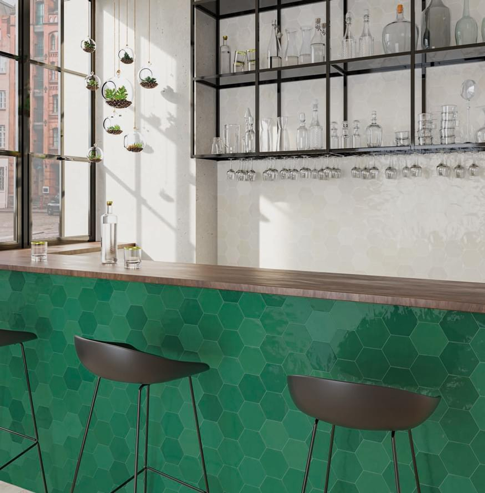 Wow Zellige Hexa Emerald 10.8x12.4