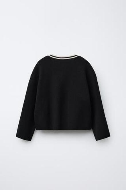 ZARA ТРИКОТАЖНЫЙ КАРДИГАН С БАНТИКАМИ, ЧЕРНЫЙ