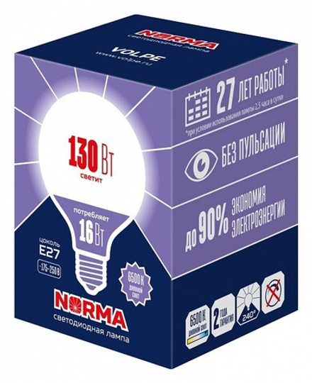 Лампа светодиодная Volpe LED-G95 E27 16Вт 6500K UL-00010995