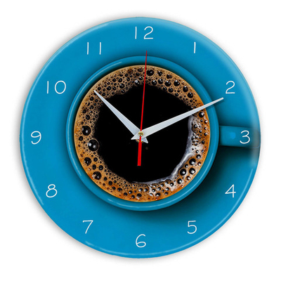 Часы кухонные настенные Идеал "Синяя чашка кофе", круг 28 см Декор для дома, подарок